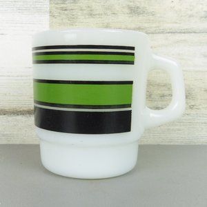 Vintage Fire King mug cup striped green black